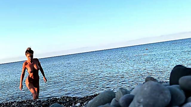 Monika Fox Swims Naked In Sea