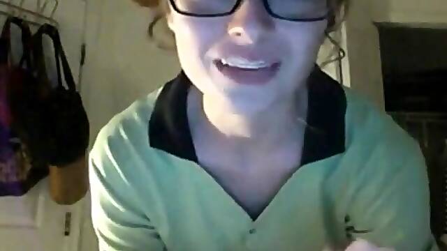 Hot nerdy girl strips