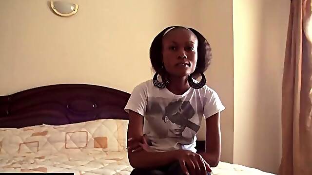 Cute 18YO Ebony Maid Steven Hard Kneels for Fat Tip Reward