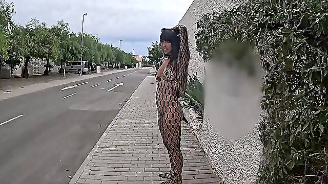 Latina in Cat Costume Masturbates in Public with Big Ass