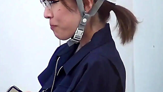 Asian contractor peeing on camera