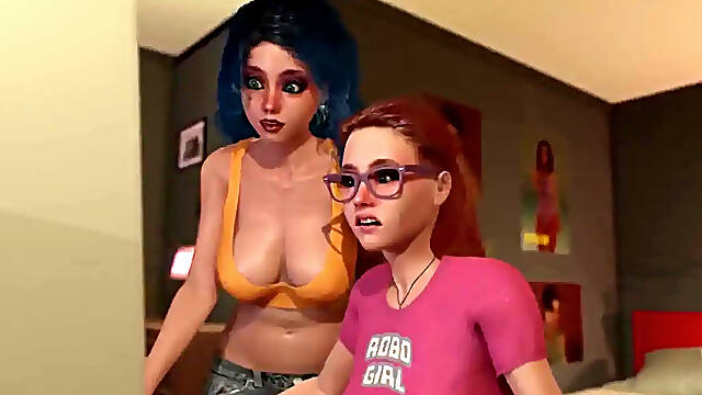 Futanari teens in 3D animation give head and get pounded