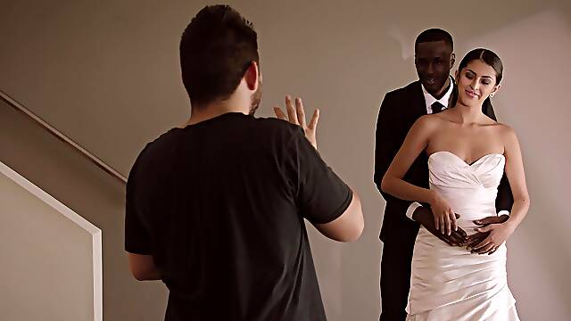 The bride Sophia Leone got a big black cock in her pussy in a steamy scene.