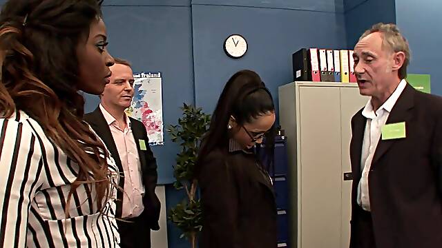 This business negotiation turns into an interracial foursome