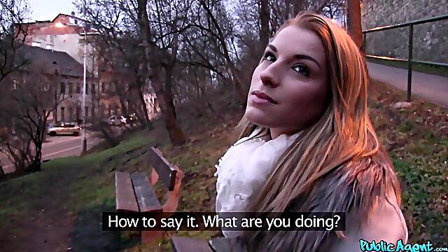 Skinny Czech Blonde Fucked Outside in Prague public park - reality