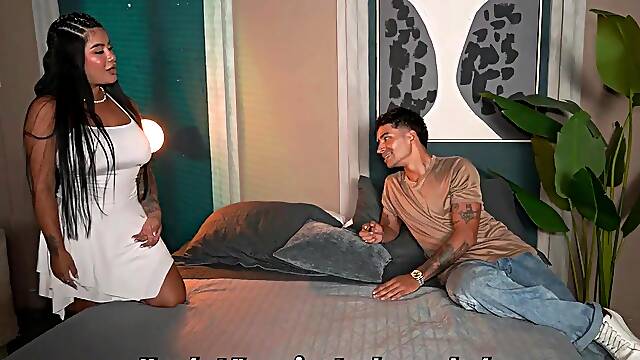 Due to a hotel mix-up, my stepson gets his alluring schlong inside me - Issane & Thiago Lopez