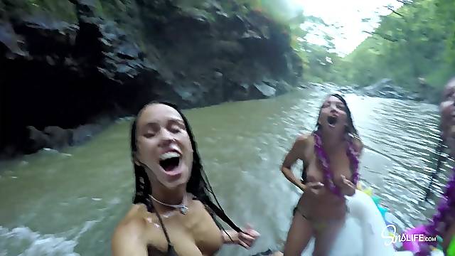 SinsLife - Epic Outdoor Hardcore 4 way Fuck Fest in Beautiful Waterfall!