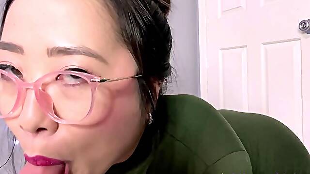 Sexy Oriental Librarian Swallows Cum to Keep U Quiet -ASMR BJ