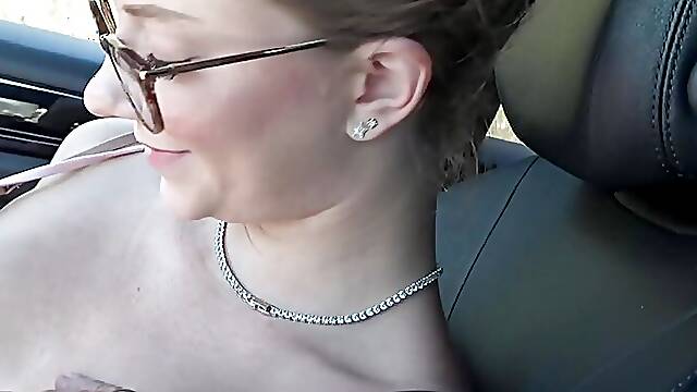 Hot Blonde Riley Star on a trip blowjob and gets fucked in car POV
