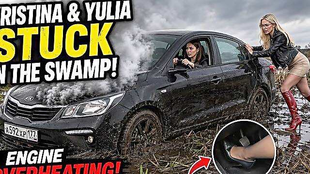 Julia and Kristina Mud Stuck Adventure Engine Overheating Full 16 Min part 2 1080
