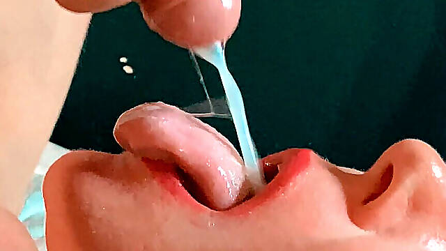 Foreskin: She Gags From Huge Amounts of Sperm, Going Down Her Throat Closeup