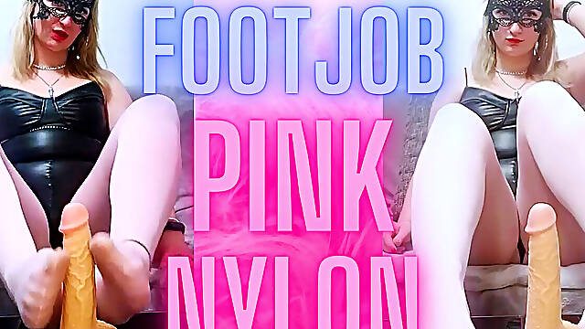 (113) Pink Nylon Footjob