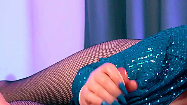 Unexpected Cock Biting From Sadistic Humiliating MILF Mistress in Rubber Gloves with Long Nails
